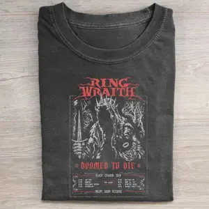 Gildan Men's Round Neck Fitted Cotton Graphic T-Shirt, Lord of the Rings Ring Wraith Print, All-Seasons Casual Streetwear, Tshirt