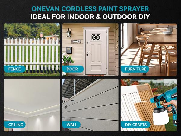 YOFIDRA Cordless Paint Sprayer 1000ml with 21V 2x3.0Ah Batteries for Furniture & House Painting Lightweight Design & Easy Storage tools