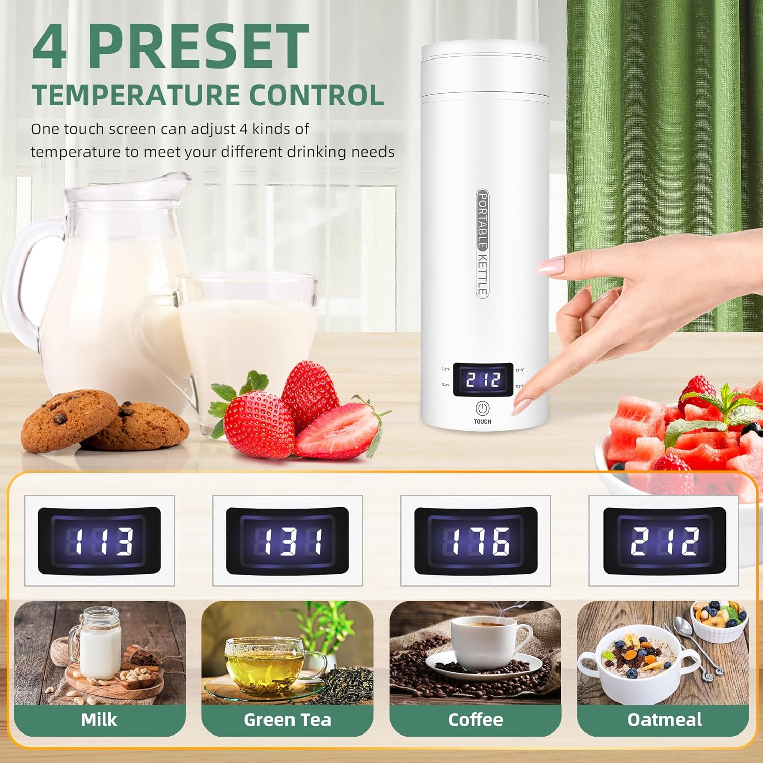 Portable Electric Kettle, Travel Electric Kettle, Water Heater with 4 Temperature Controls, Mini Tea Coffee Kettle, Thermostatic Kettle, Household Appliances for Home Kitchen Portable Electric Kettle, Travel Electric Kettle, Water Heater with 4 Temperature Controls, Mini Tea Coffee Kettle, Thermostatic Kettle, Household Appliances for Home Kitchen