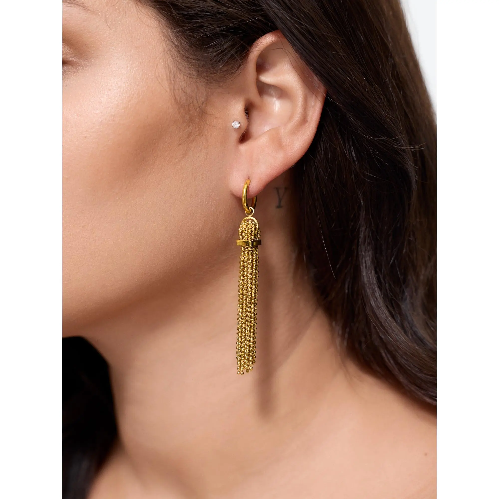 BloomChic Multi‑Strand Bead Chain Knot Tassel Dangle Earrings