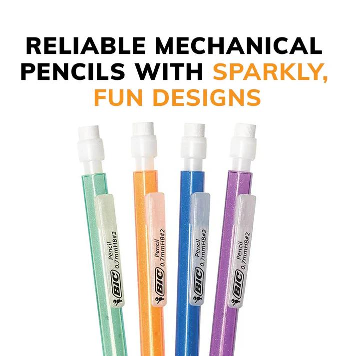 BIC Xtra Sparkle Mechanical Pencil – 0.7mm Medium Point, #2 Lead | 24 Pack