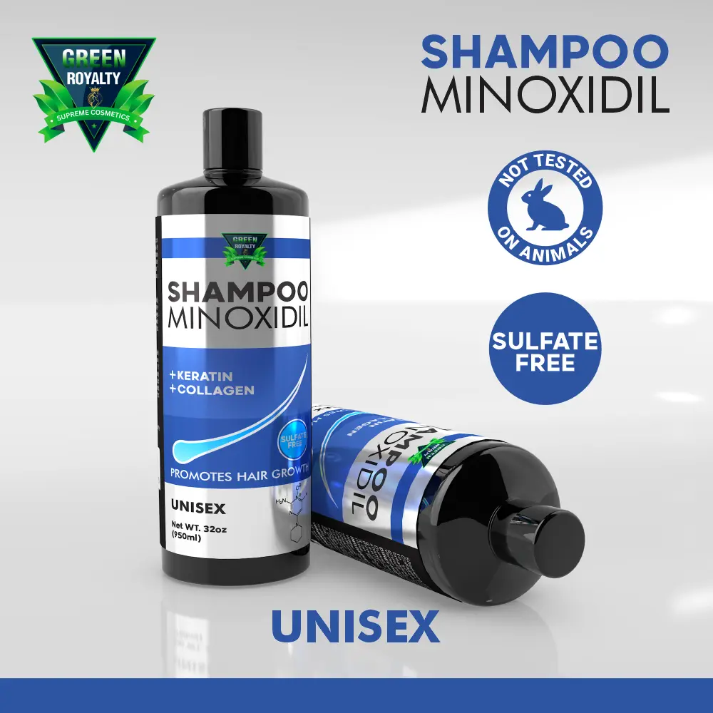 Green Royalty Unisex Minoxidil Hair Growth Shampoo with Keratin & Collagen - 32oz Alcohol-Free, Artificial Color-Free Moisturizer Youth Hair Loss Product