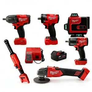 Milwaukee Professional Brushless Impact Wrench 1000 Nm Electric Air Pump for Car Tires Portable Tire Impact Driver Drill 18 V Battery 16 mm Laser Leveling Construction Tool Set