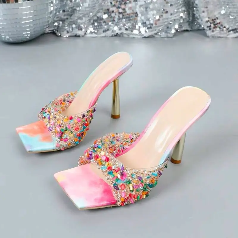 Colorful Embellished Women's Heels Summer Decor