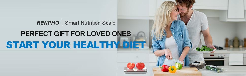 RENPHO Food Nutritional Scale Digital Kitchen Scale, Smart Food Measuring Scale with App for Macro Keto Calorie Cooking, Home Gifts Grams and Ounces Spring Glow Up