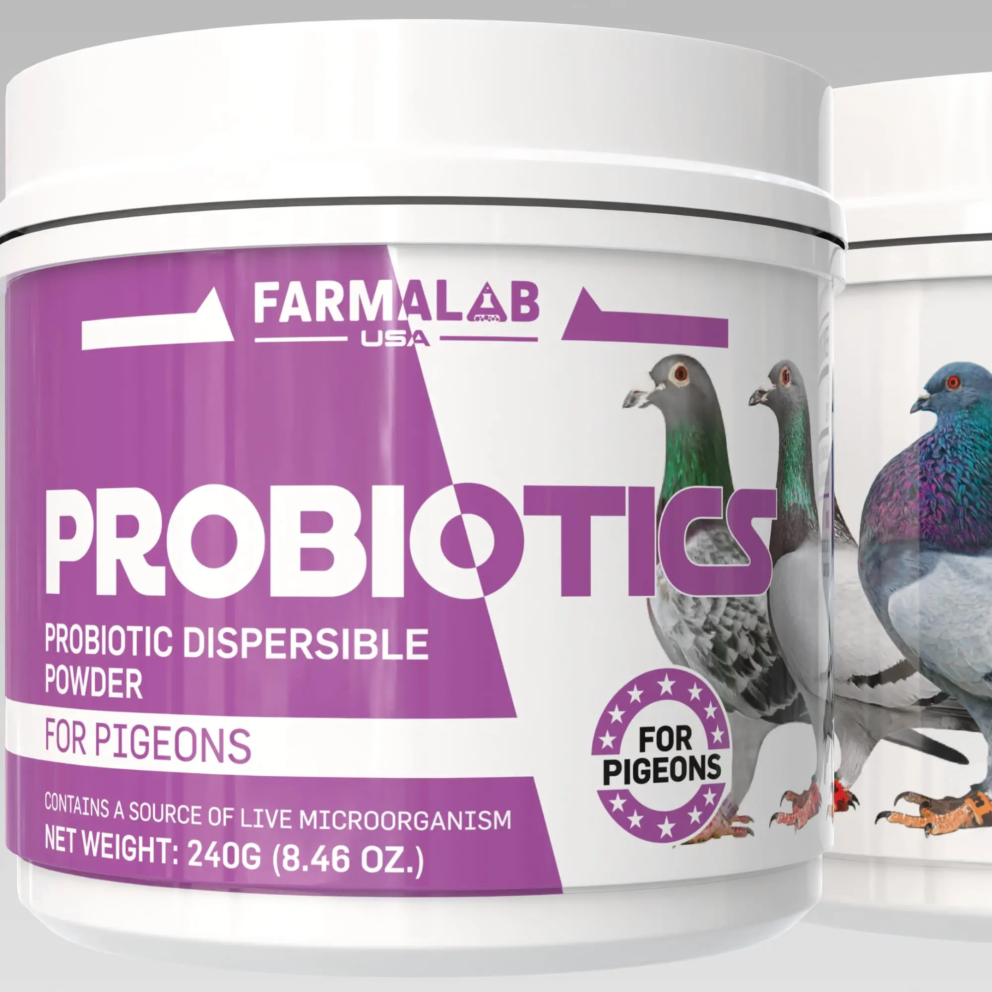Farmalab Probiotics Powder Bird Health Supplement for Pigeons & Columbidae - Lactobacillus Acidophilus, Live Cultures, Comprehensive Formula for Feeding Support (240 gm), Health Supplements