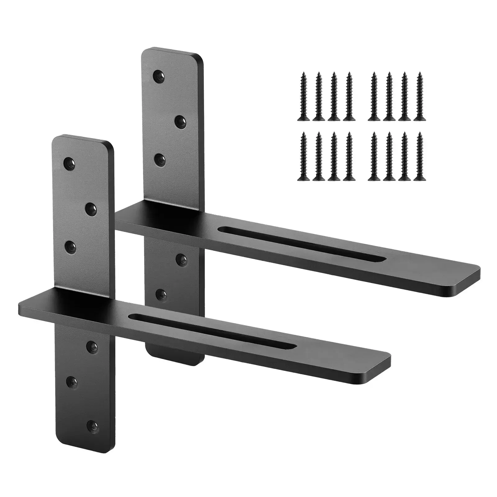 2 Pcs T Shelf Brackets, 200 lbs/90 kg Capacity, 14x2.89x12 in Solid Steel Floating Brackets, Heavy Duty Countertop Support with Screws