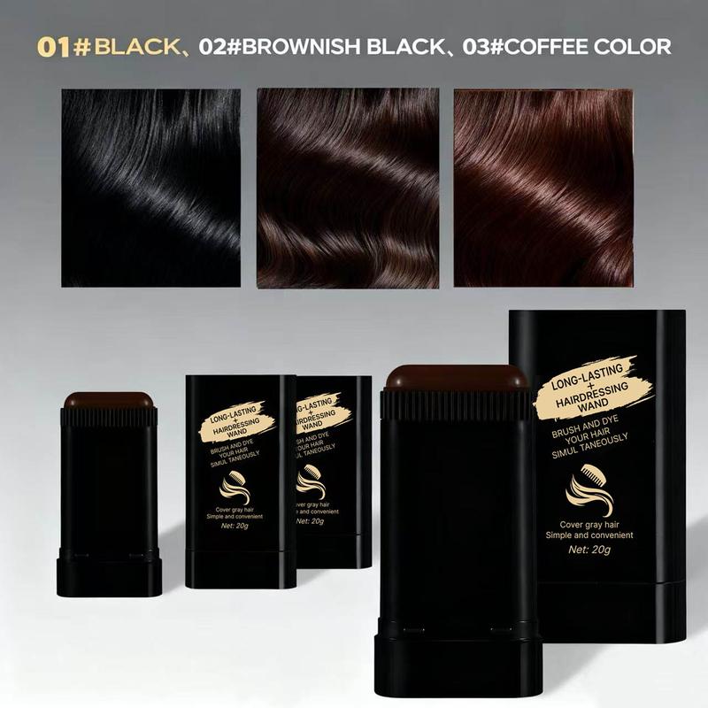 2 in 1 Instant Hair Color Stick, Waterproof and Sweat Proof Hair Dye Stick, Portable 3 Color Touch-Up Hair Sticks With Comb for Women Men