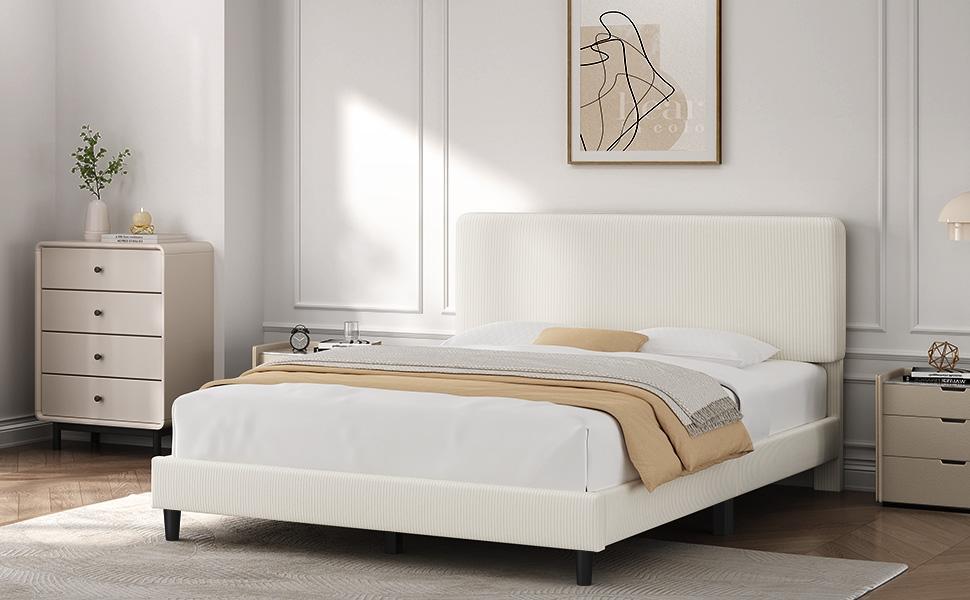 Yaheetech Bed Frames with Adjustable Headboard, Chenille Fabric Upholstered Headboard/Platform Bed, No Box Spring Needed/Wood Slats Support/Easy Assembly Yaheetech Bed Frames with Adjustable Headboard, Chenille Fabric Upholstered Headboard/Platform Bed, No Box Spring Needed/Wood Slats Support/Easy Assembly
