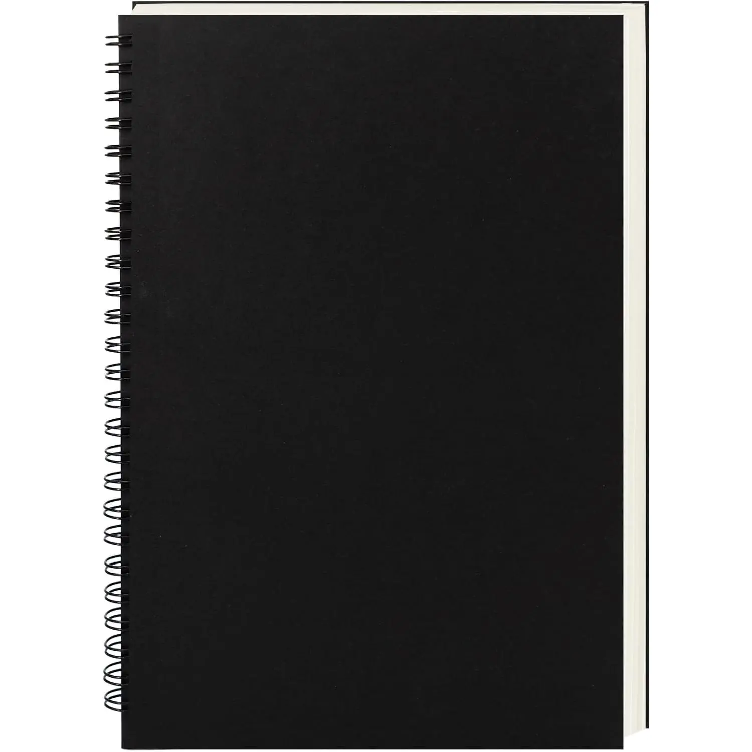 Blank Spiral Notebook 1-Pack, 9x6 in Thick Paper, 100GSM, 160 Pages/80 Sheets, Soft Black Cover, Travel Diary Notebook for Sketching, Creative Writing