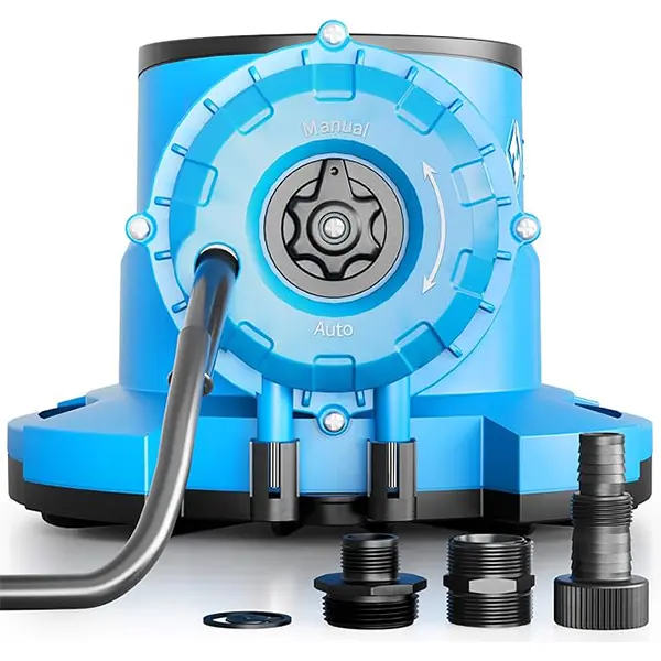 FOTING 2250GPH Automatic Pool Cover Pump - 1/3HP Submersible Multi-Use Utility Water Pump, 25ft Cord, Float Switch, 1x3/4" Check Valve Adapter, 1xOwner’s Manual, Pool Accessories for Rooftop Drainage