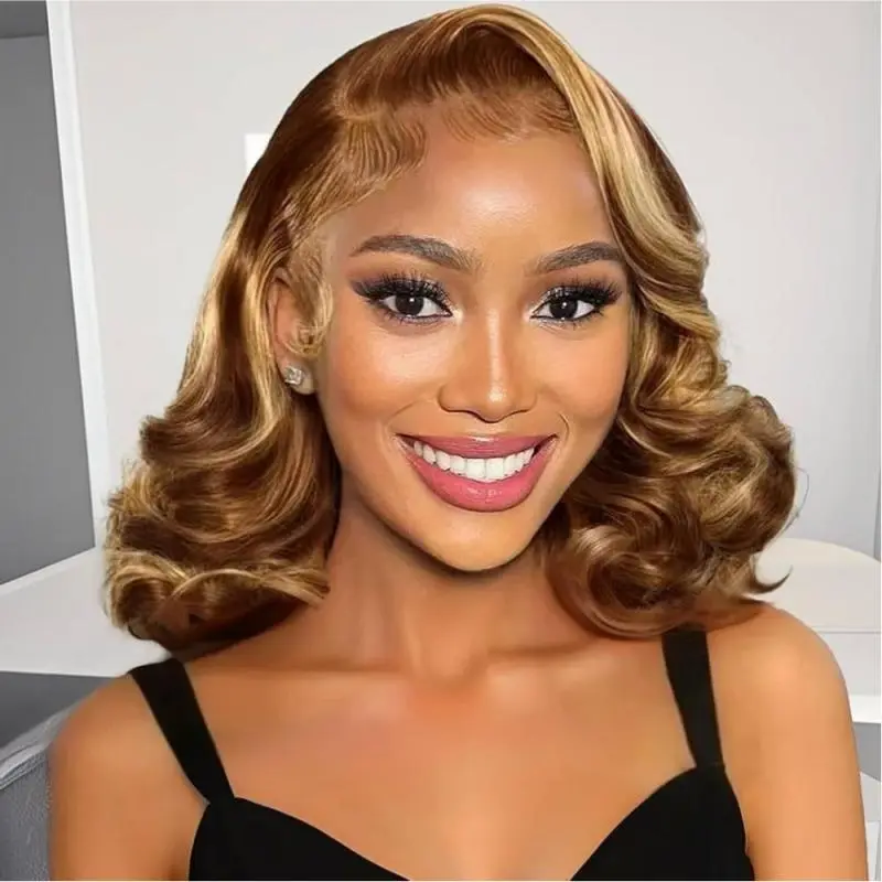 [New In] Wiggins Hair Glueless Side Part Highlight Wavy Bob Wig 6*8 Lace Closure Wigs Human Hair Ready To Go Pre Cut Pre Styled Colored Short Bob Wigs Beginner Friendly