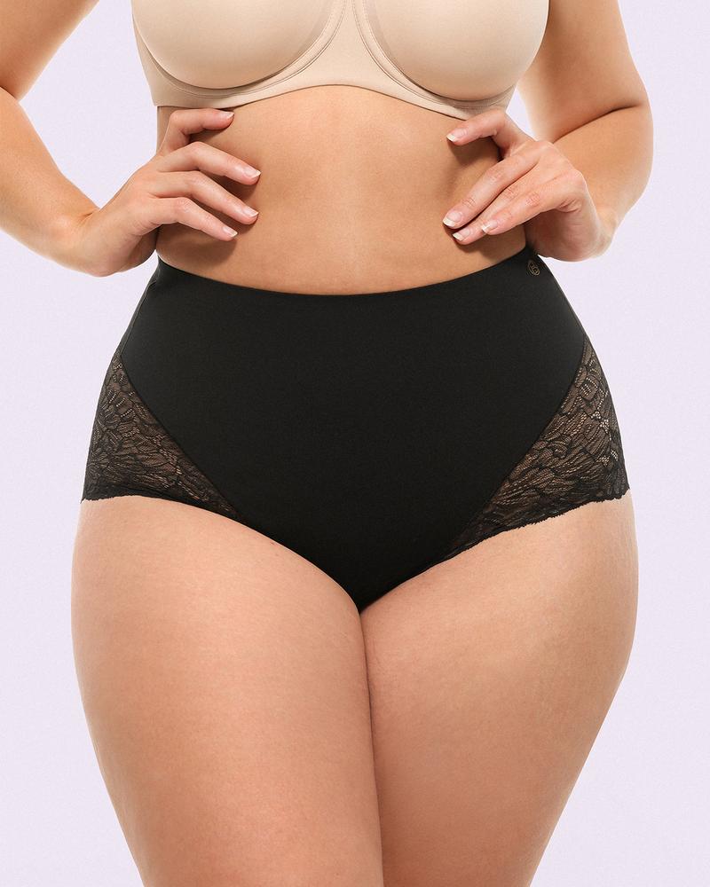 Shapellx Bare Essentials MeshSmooth Mid-Waist Lace Brief