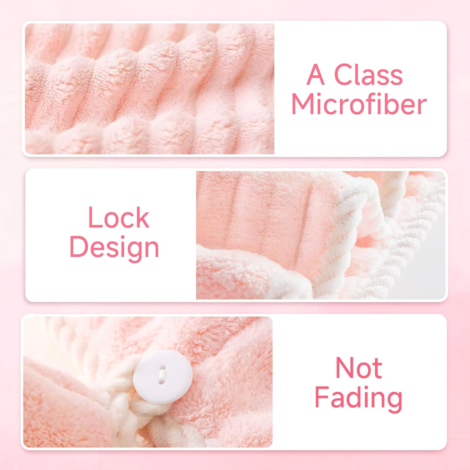 Microfiber Hair Towel Wrap Soft Lightweight Hair Turban for Wet Hair Highly Absorbent Quick Drying Hair Towel for Curly Straight or Wavy Hair