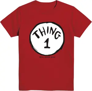 Dr. Seuss Thing One & Two Cat in The Hat Classic Cartoon Printed Unisex T-Shirt – Soft Cotton Comfortable Casual Tee for Kids and Adults, Retro Nostalgic