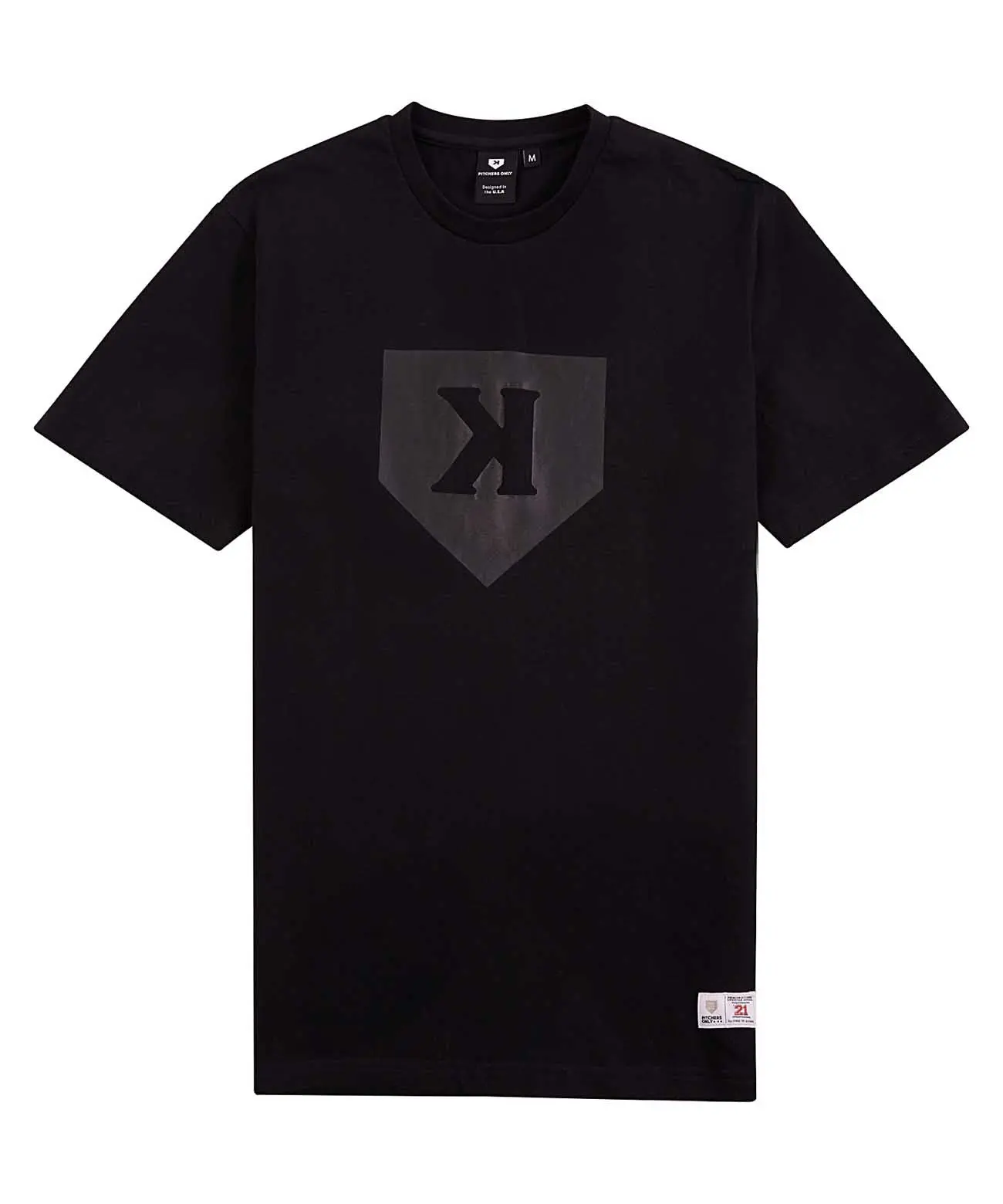 Men's Baseball T-Shirt, Pitchers Only Black on Black, Cotton Blend, Fitted Style