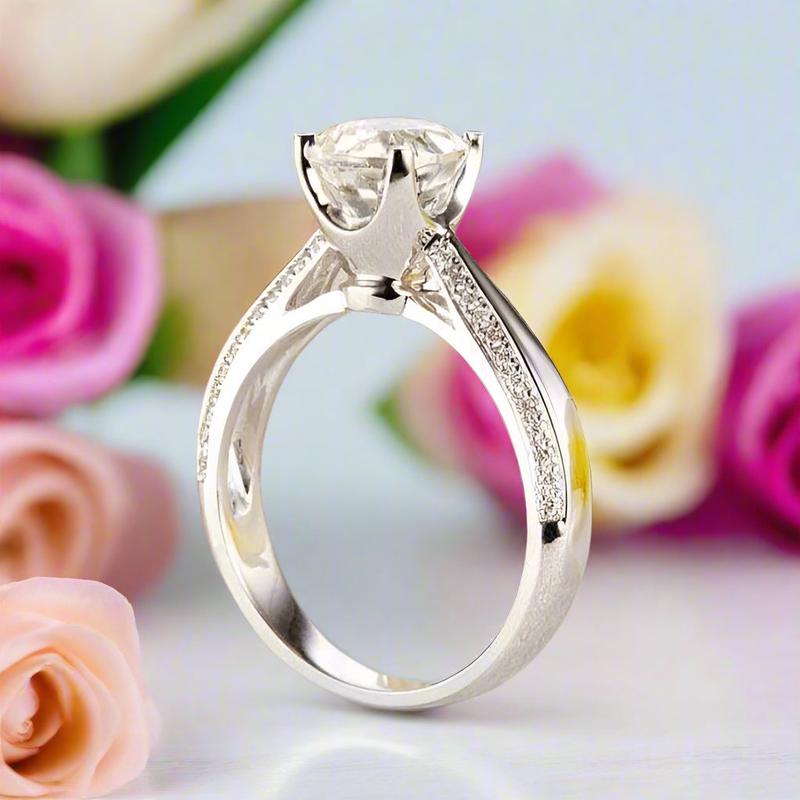 0.2ct Natural Diamond Option 14k White Gold 1.2ct Topaz Ring