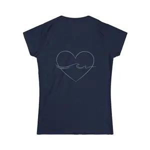 A Simple Wave Tee - Front Palm Detail + Ocean Heart Wave Back Graphic | GreenPalm Exclusive