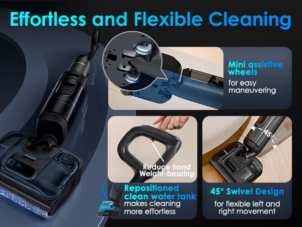 Tineco Floor ONE S7 Stretch Ultra Cordless Wet Dry Vacuum Cleaner, 180°Lay-Flat Anti-Tangle Design, 50 Minutes Runtime, 185℉ Flashdry Self-Cleaning, Dual-Sided Edge Cleaning Floor Cleaner