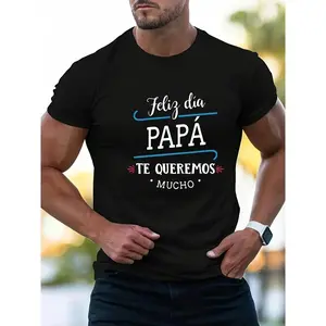 Mens Graphic Tee Home Break Feliz Dia Papa Print Casual Design T Shirt Streetwear Style Crewneck Short Sleeve Soft Cotton Sweat Absorbing Breathable Comfortable Fit Relaxed Fit Daily Wear Work Casual Fathers Day Gift Trendy Aesthetic Fashion Top