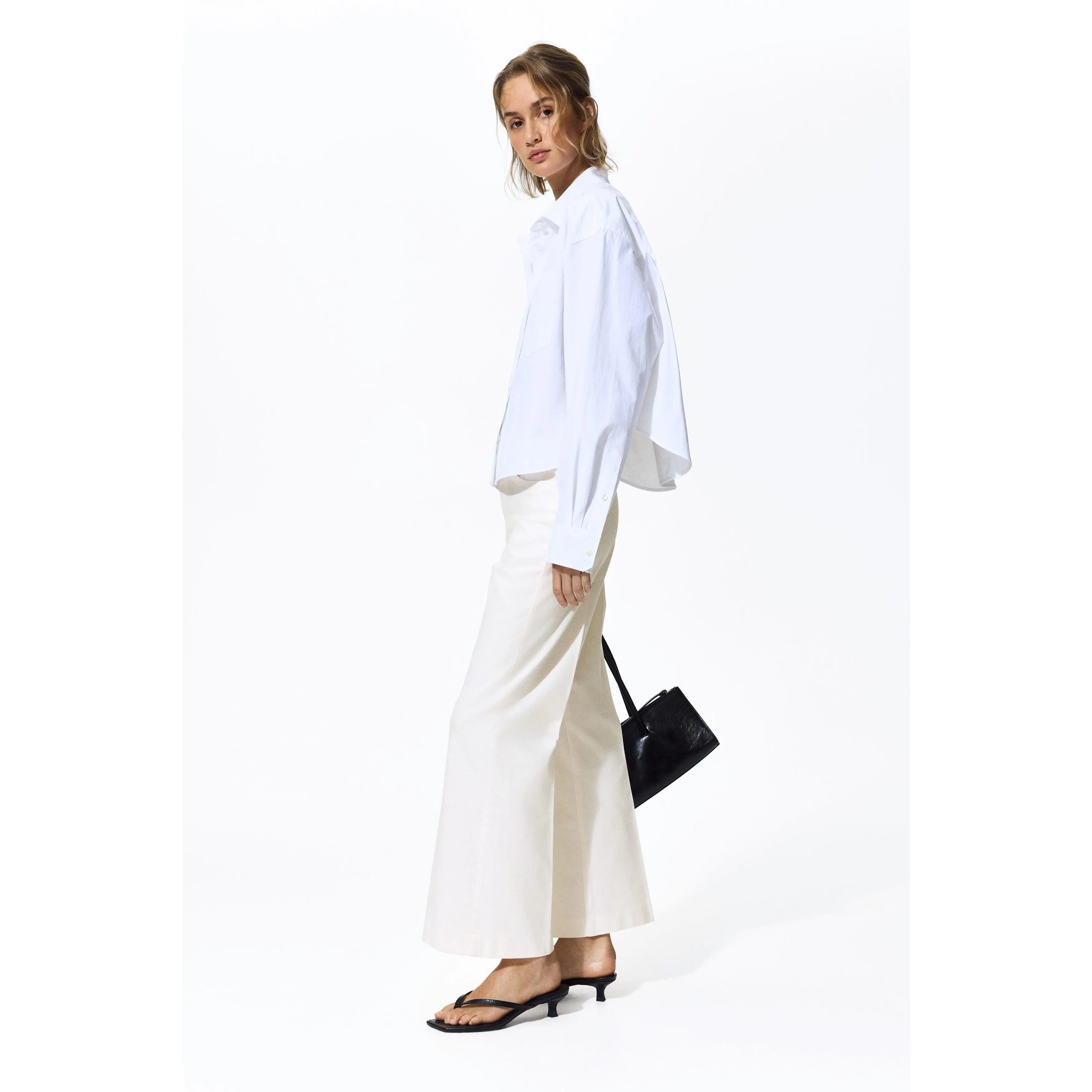 H&M Bootcut cotton canvas trousers