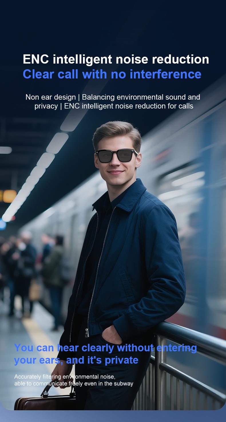 Smart Bluetooth Glasses with Camera, 1080p Video Recording Wearable Glasses, Multifunctional Wireless Audio Glasses with Headphone, Outdoor Sports Camera Sunglasses with Intelligent Voice Assistant, Anti-blue Light Protection Eyeglass