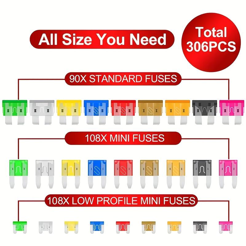 306PCS&Car Blade Fuse Assortment Set with Assorted Car Blade Fuses in Colorful Plastic Pallets for Automotive Applications & Dealsforyoudays