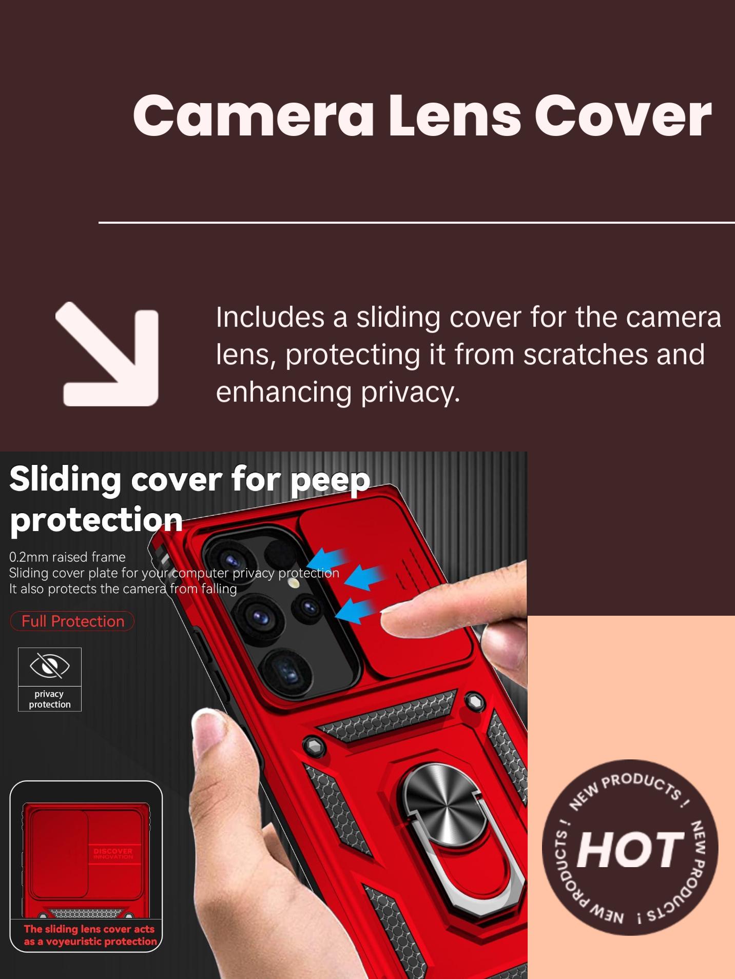 Sunstory Case for Samsung Galaxy S25 Ultra Case with HD Screen Protector & Kickstand & Slide Camera Cover,[ Military-Grade ] Protective Phone Case for Galaxy S25 Ultra 6.9",Red SunStory