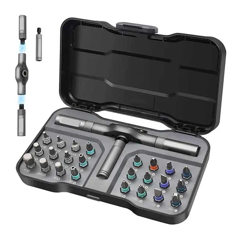 SEESE 24-in-1 Screwdriver Set, Switchable Magnetic Screwdriver & Ratchet Tool, Compact, Portable Home Repair Toolbox