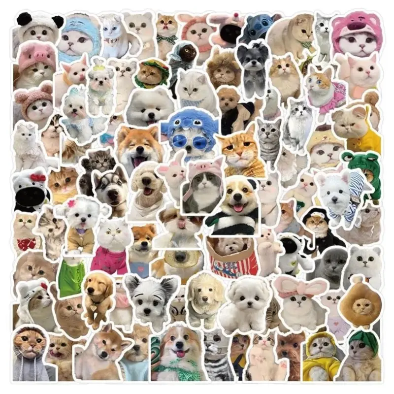 [Random 5 Stickers] Cute Cat & Dog Emoji Stickers, Funny Meme Pack