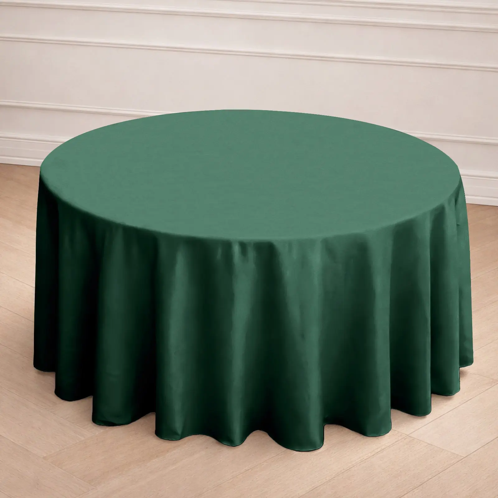 Polyester 120" Round Tablecloth Hunter Emerald Green - Seamless Wrinkle-Resistant Table Cover