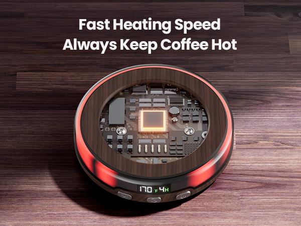 GAIATOP Wooden Coffee Mug Warmer for Desk - 3 Temp Settings 2-9 Hour Timer 3 Romantic Light Modes Digital Display Heating Plate for Beverages Candles Tea Milk & More Coasters Tableware US Type Home Home gift