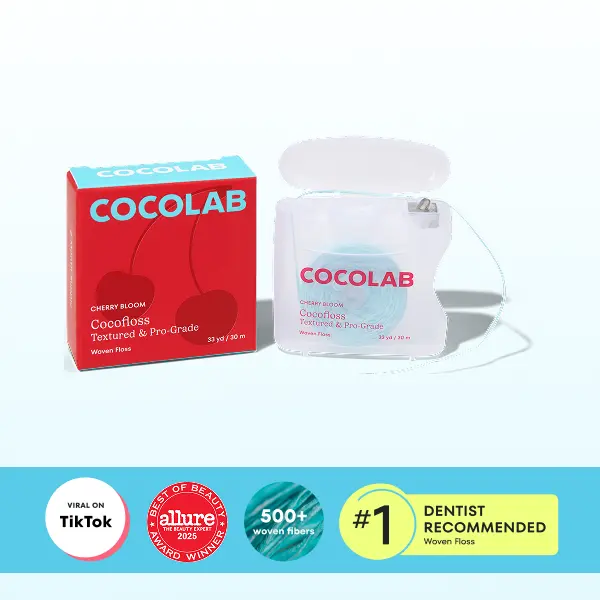 COCOLAB Cherry Bloom Limited-Edition, Ultra-Cleansing Dental Floss, 500+ Woven Fibers, The Loofah Floss