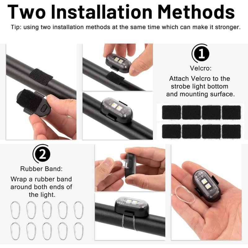 6PCS Wireless Led Strobe Lights with Remote Control 8 Colors USB Rechargeable Waterproof Emergency Lights Rock Light Flashing Light for Car Motorcycle Aircraft Scooter Truck Drone Vehicle