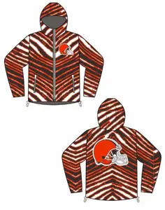 Zubaz NFL Adult Unisex Zebra Team Color Bleacher Blazer Snow Jacket, Cleveland Browns