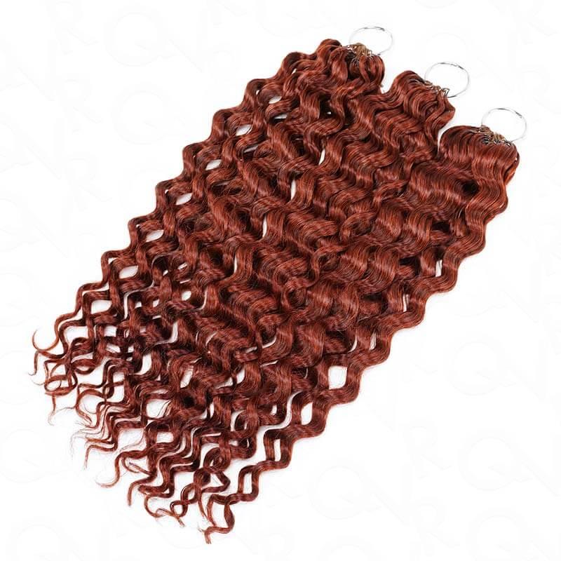 QVR Bright Brown #35D Human Crochet Hair Water Wave Machine Made Feather Crochet Hairstyle for Stylish Look