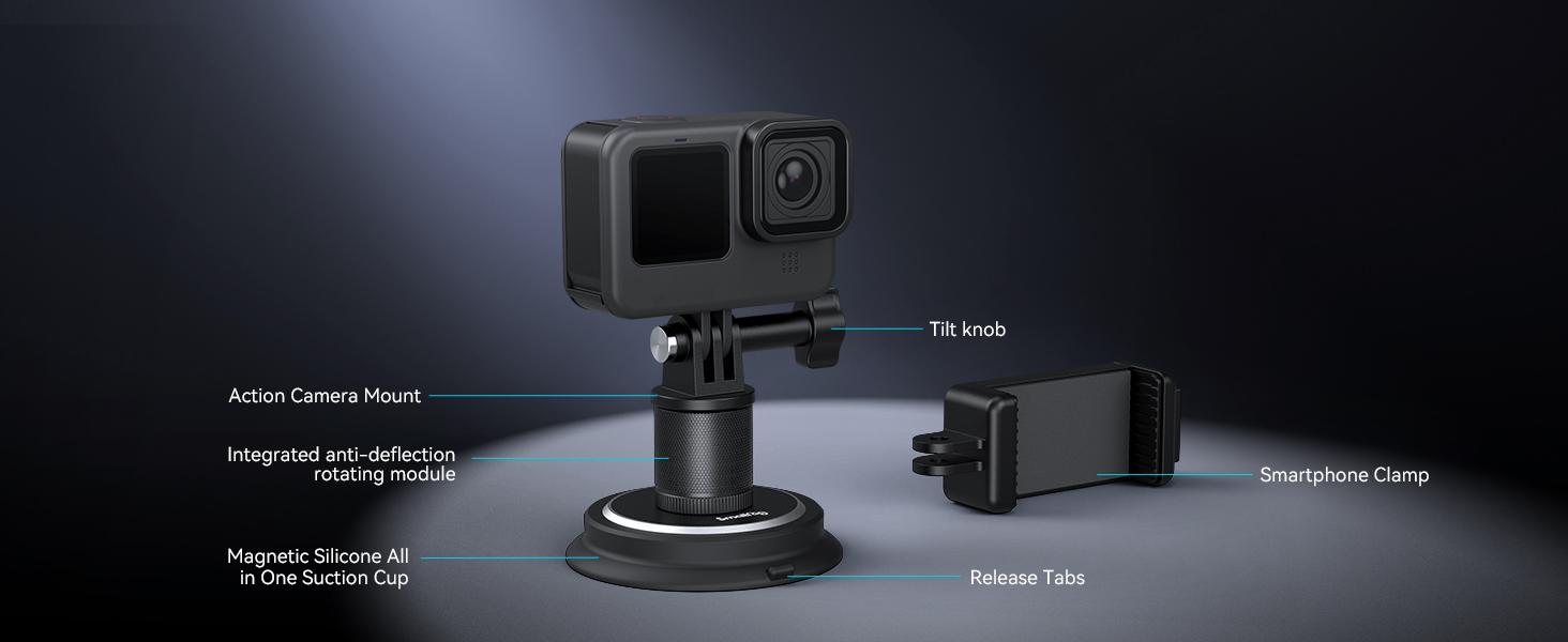 SmallRig 2-in-1 Gym Magnetic Suction Cup Phone Holder for iPhone 17/16Pro Max &Build in 6 Magnets Powerful Car Mount for GoPro Hero 13/12/11/10, for Akaso, for Insta360, for DJI OSMO Action 4/5, Pocket 3 and Phone 4347