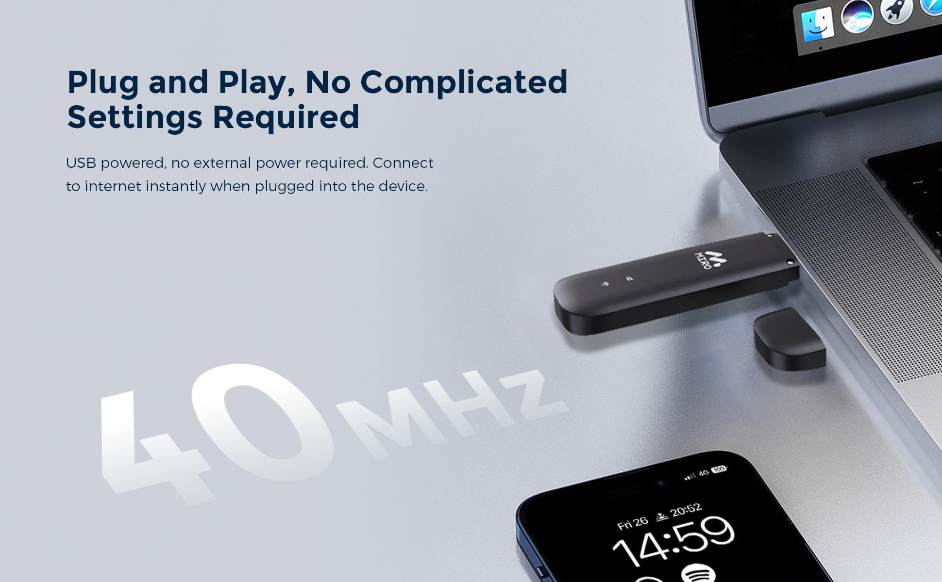 MIRO UFI USB WiFi Dongle - 4G High - Speed, Plug & Play, Dual Slots