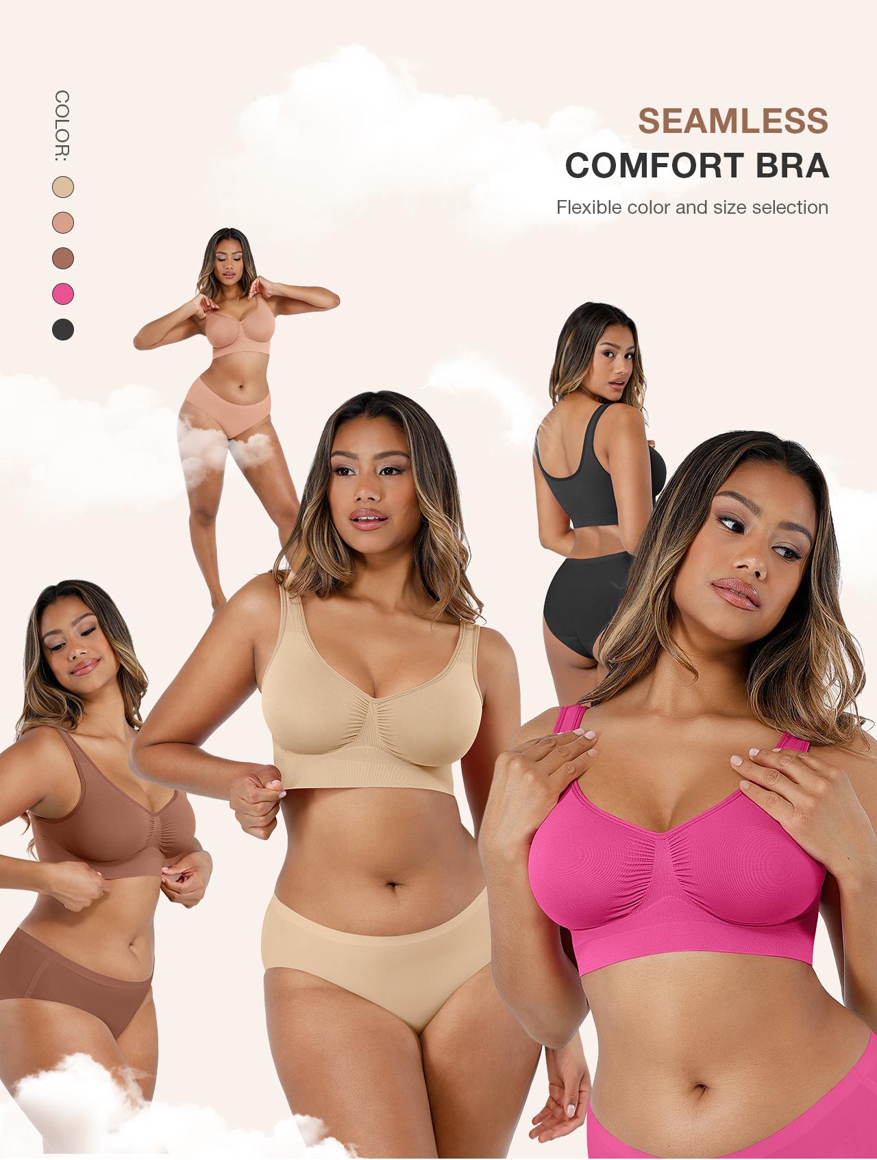 FeelinGirl WIRELESS Bra Women's Wireless Bra Stretch Comfort Bralettes No Underwire Unlined Seamless Sports Bra Fit Style Nylon Springtok