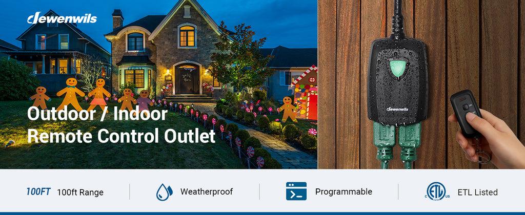 DEWENWILS Waterproof 100ft Programmable Wireless Remote Control Outlet Kit--HRS101F2