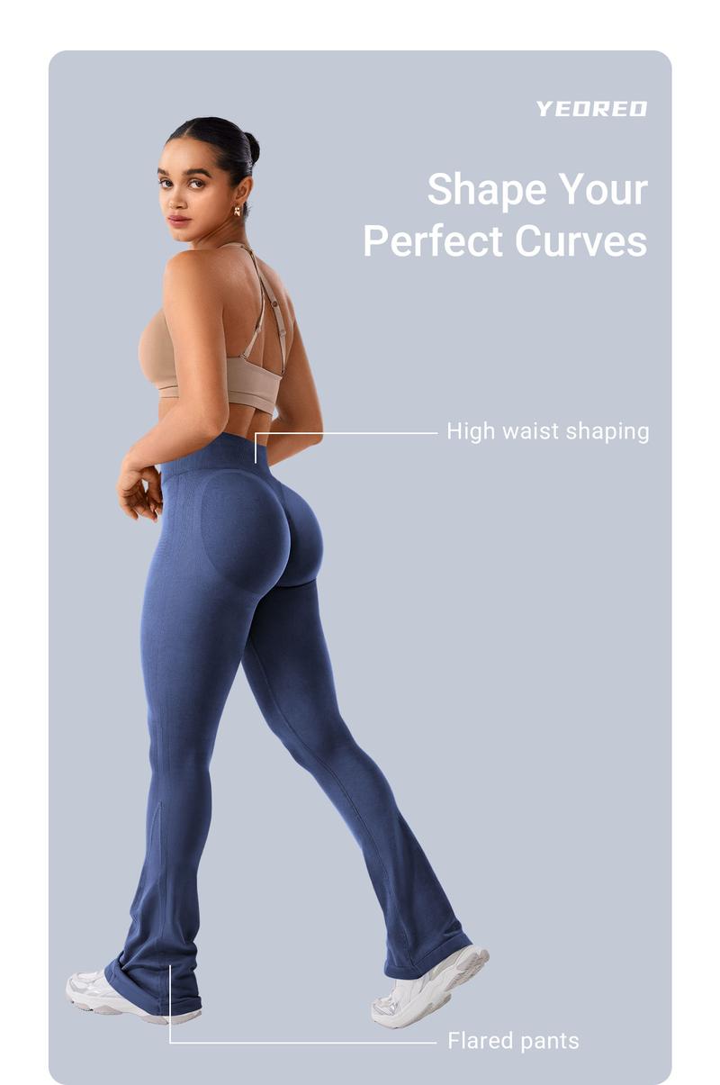 YEOREO Mini Flare Leggings Womens Workout Butt Lifting Legging Hidden Scrunch Seamless Impact Lilliean Yoga Pants