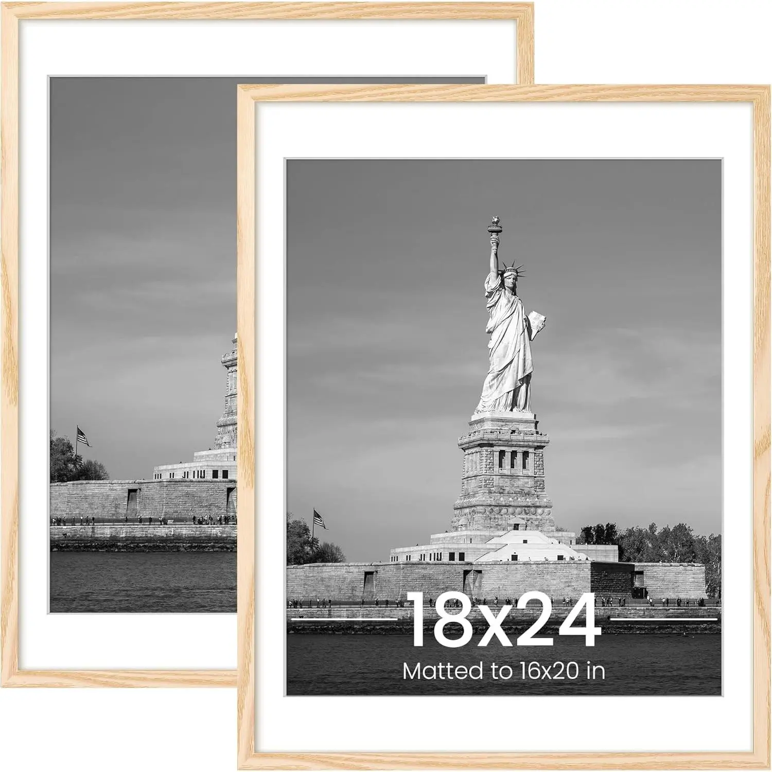 18x24 Picture Frame, Display Poster 16x20 with Mat or 18 x 24 Without Mat, Wall Gallery Photo Frames, , 2 Pack