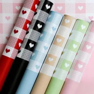 Hearts floral wrapping paper