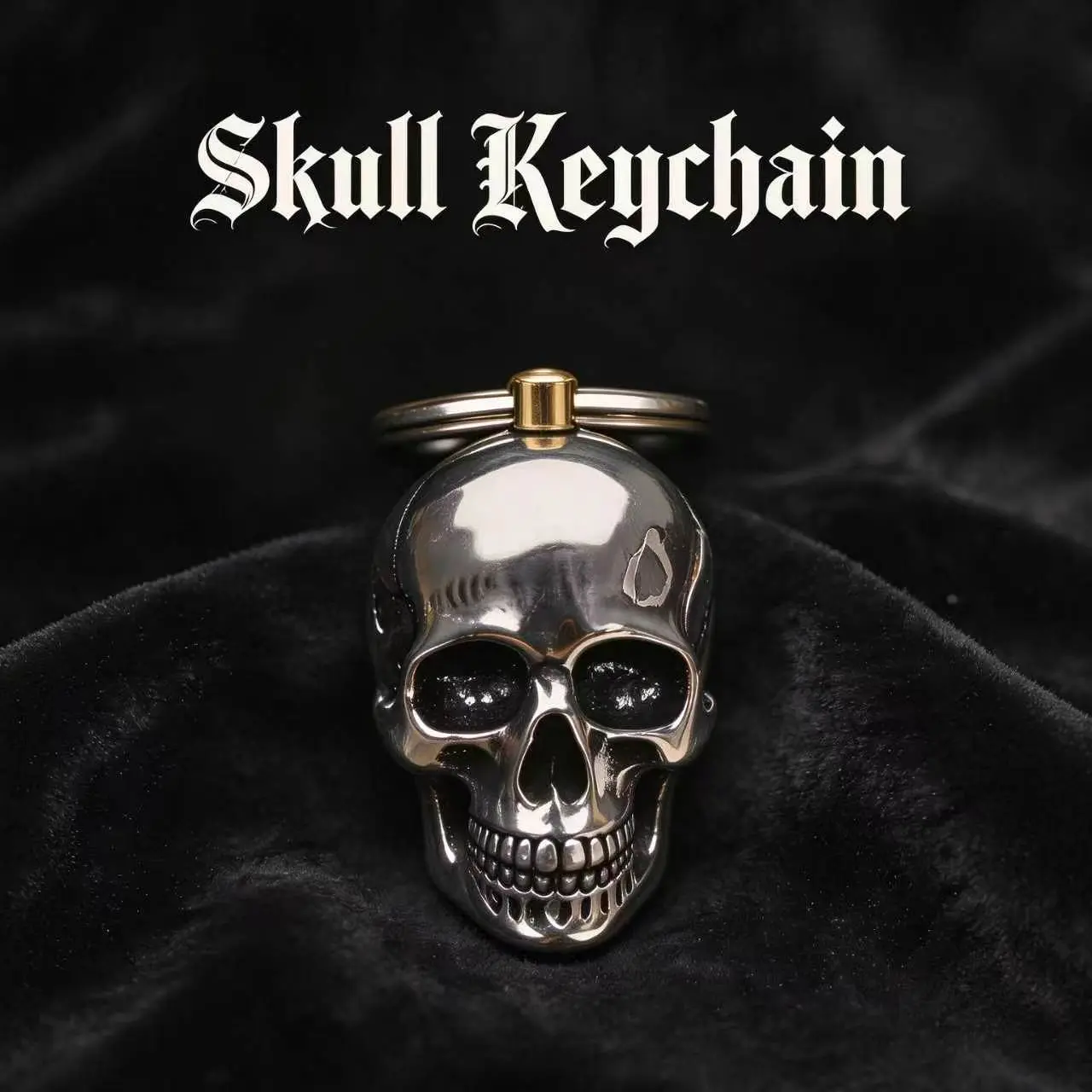 3D Skull Motif Heavy-Duty Metal Biker Keychain - Durable Gothic Punk Anatomical Accessory, 1-Size EDC Car Key Hold, Quirky Gifts for Him, Unique Cool Gifts for Male Wear Everyday Use Darkwear Hard Rock Item