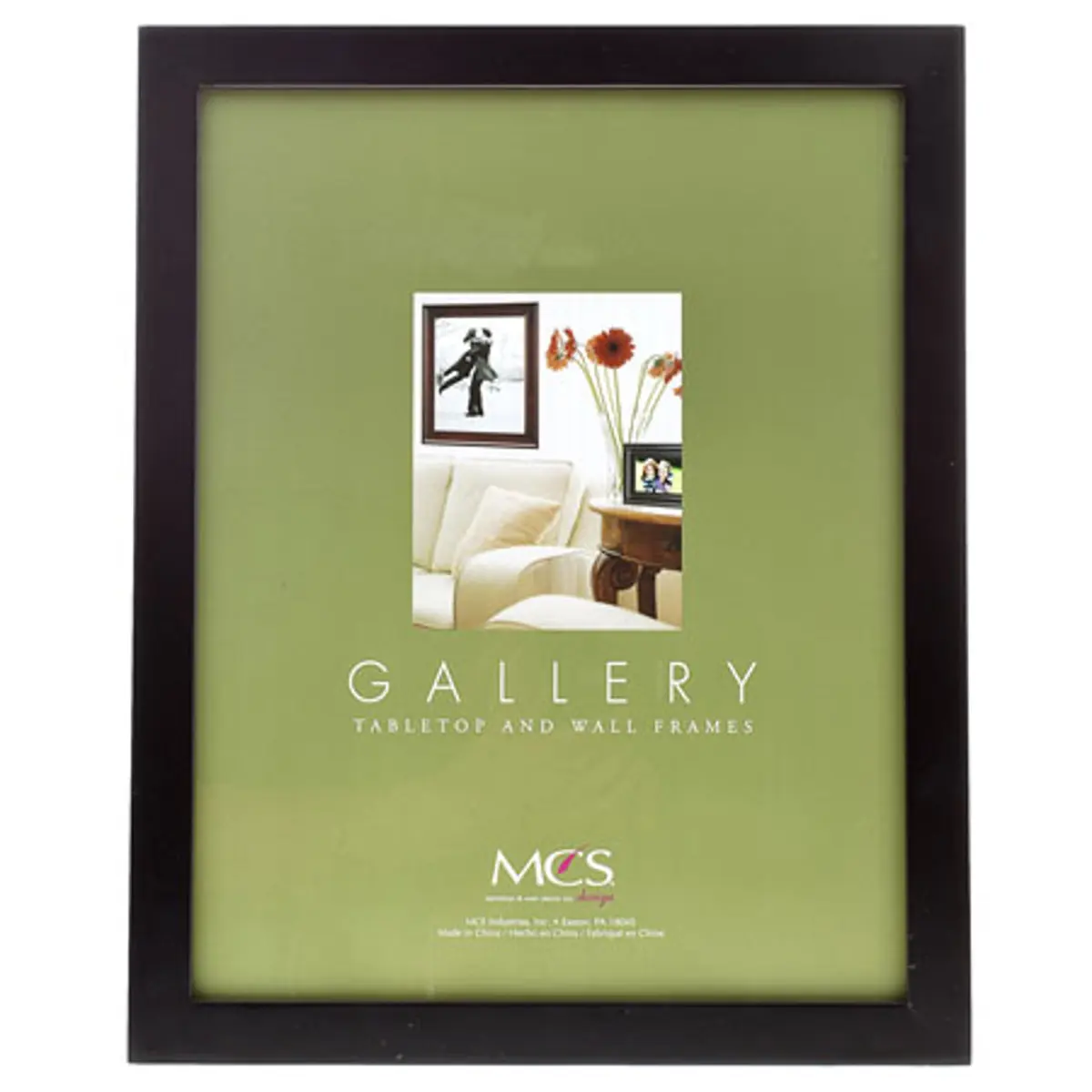 MCS Flat-Top Series Wood Picture Frame for 11x14" Photograph, Black
