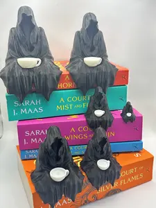 Black Hooded Figure | “Tea Spiller” Shelf & Book Ledge Figurine | Fantasy Bookish Decor (Multiple Sizes)