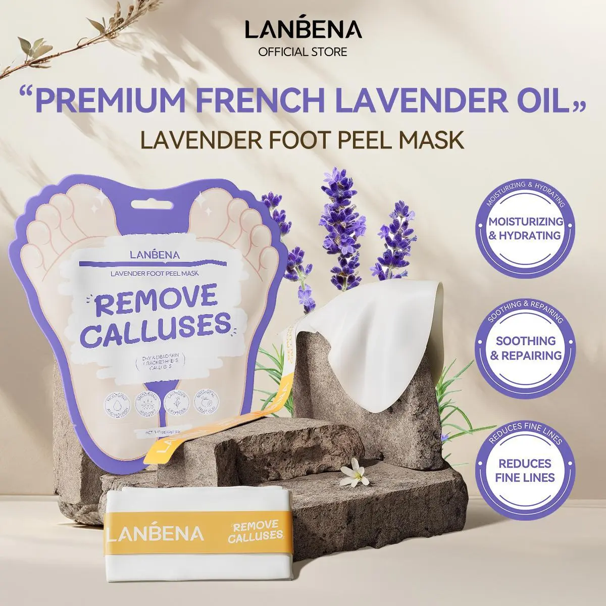 LANBENA Lavender  Foot Peeling Mask  Calluses Repairing Rough Heels for Baby Soft Smooth Feet Exfoliating, All