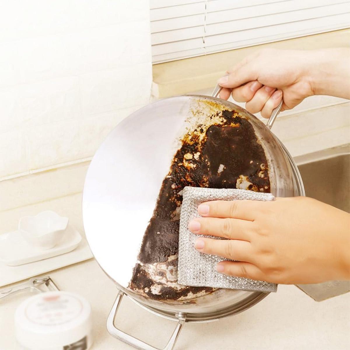 12 Pcs New Upgrade Steel Wire Dishcloth,Non Scratch Wire Dishcloth for Wet and Dry Use,Powerful Cleaning Non-Scratch Wire Dishcloth Rag for Cookware, Sinks, Dishes, Stove Tops