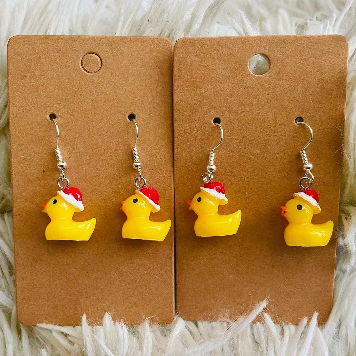 Santa hat duck hook earrings Christmas gift Elegant