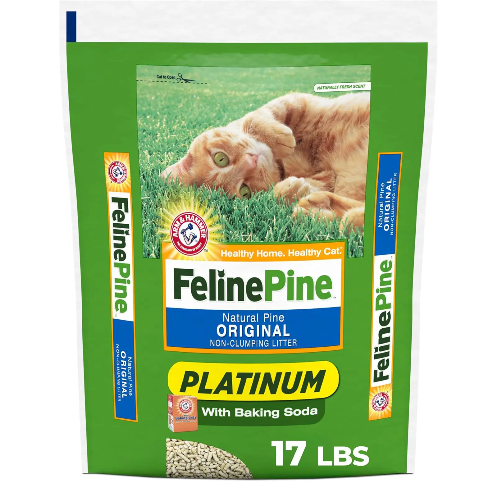 Feline Pine Platinum Non-Clumping Cat Litter, Feline Pine Cat Litter 17lb